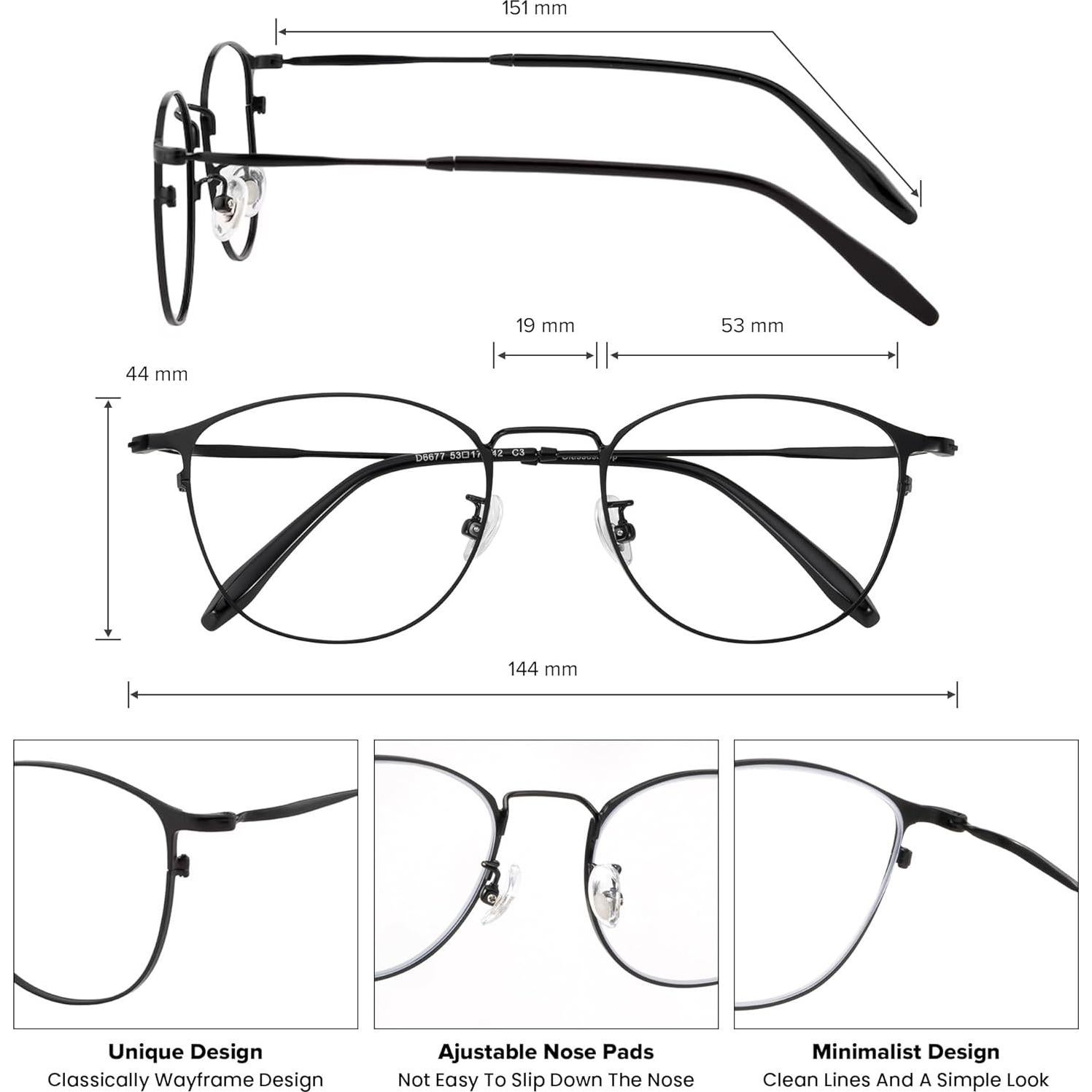 Gafas GUDVUE para Luz Azul Ovaladas Negras Anti Reflejo