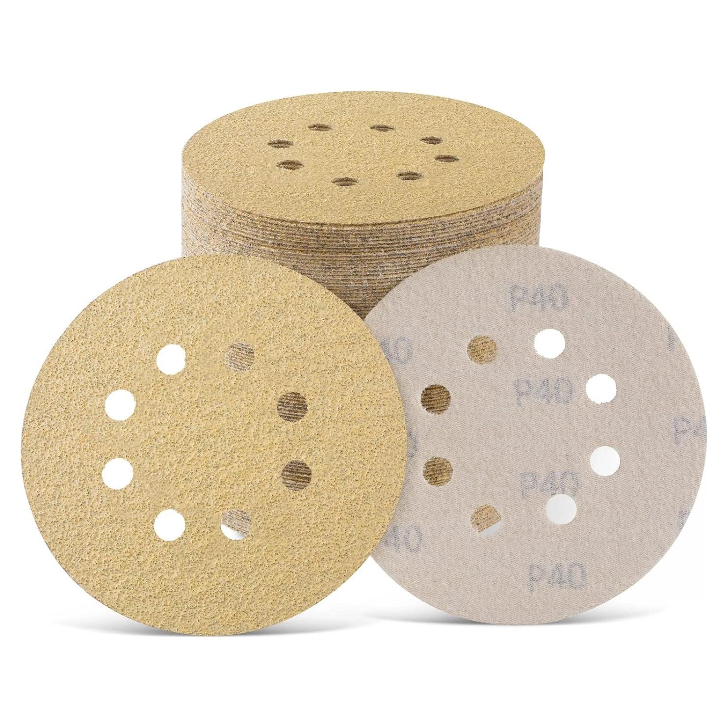 Discos de Lijado S SATC 100 PCS 5 Pulgadas 40 Grano 8 Agujeros