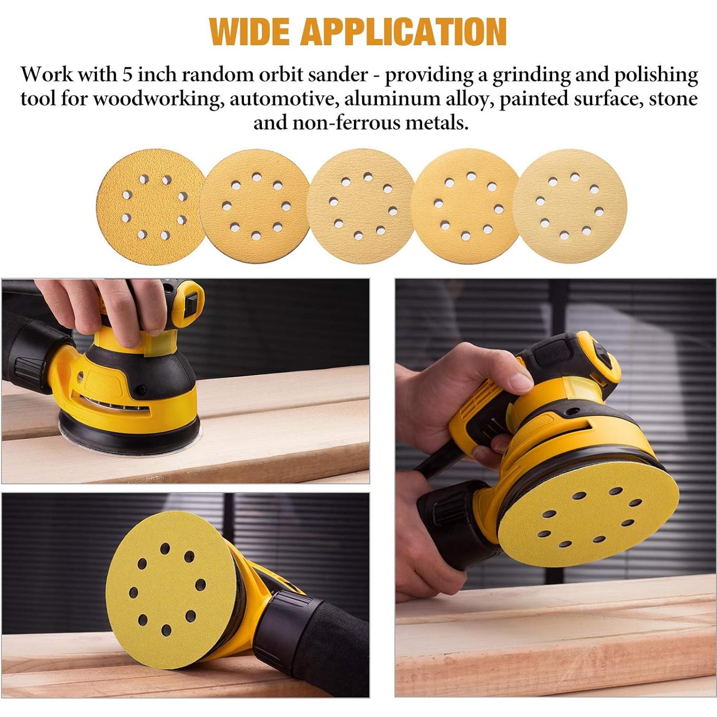 Discos de Lijado S SATC 100 PCS 5 Pulgadas 40 Grano 8 Agujeros