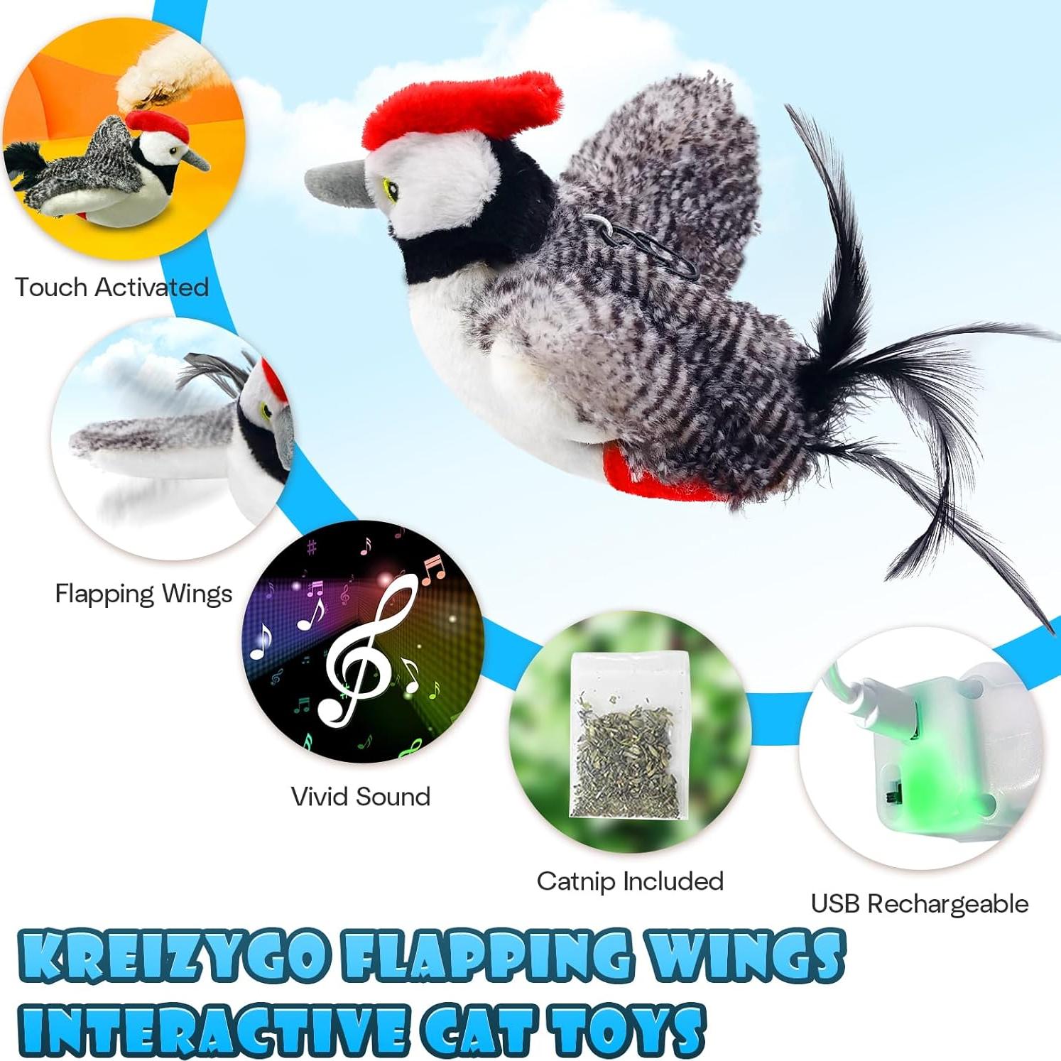 Juguete Interactivo para Gatos KreizyGo Pájaro Carpintero 11.9cm