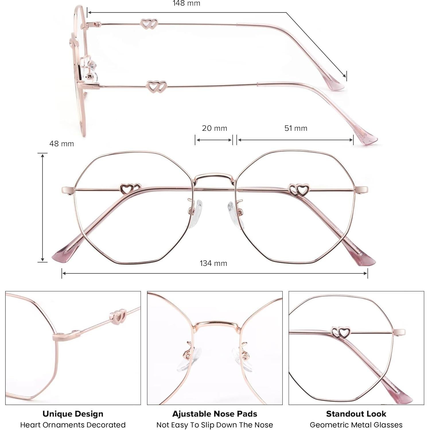 Gafas GUDVUE Luz Azul Polígonos Oro Rosa Antirreflejo