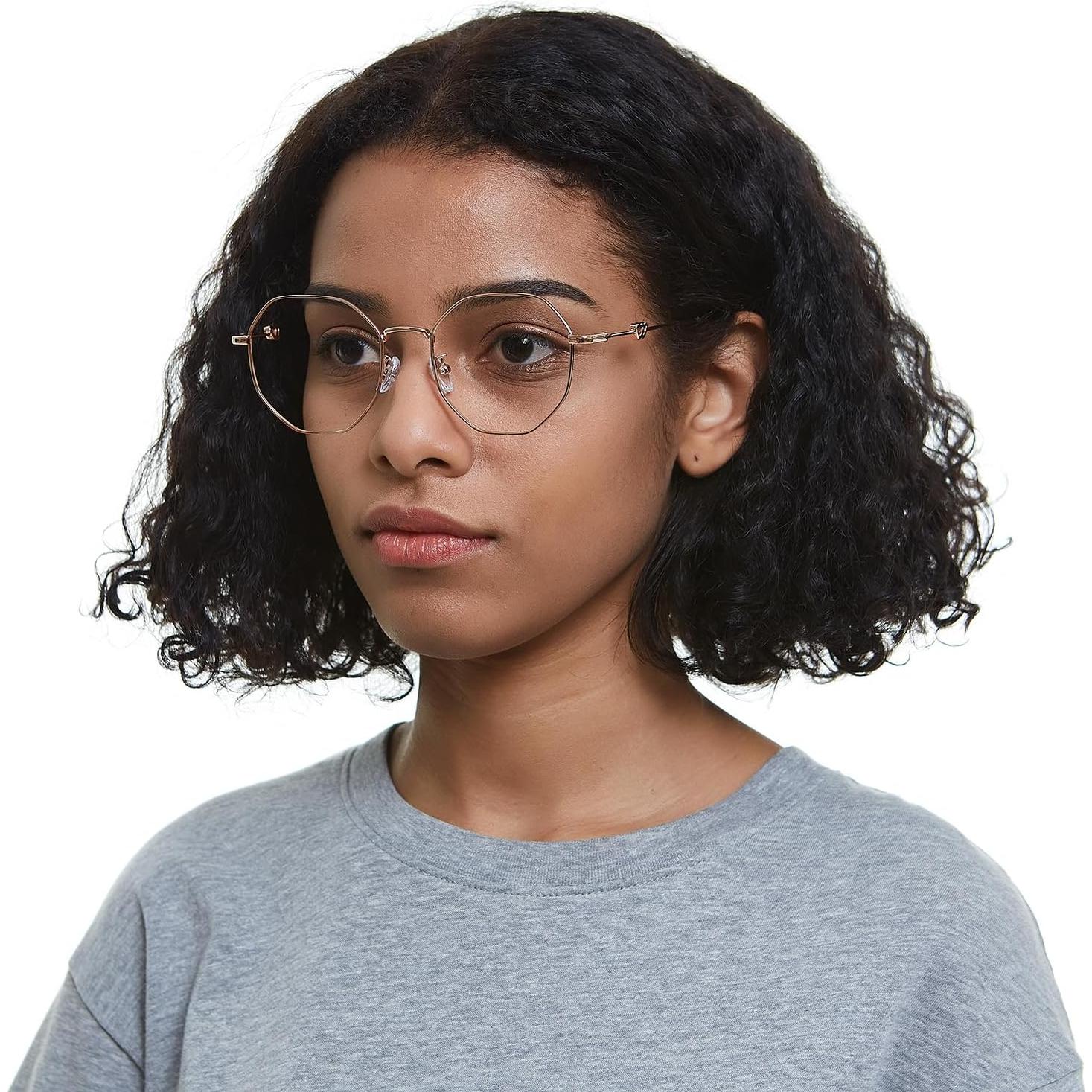 Gafas GUDVUE Luz Azul Polígonos Oro Rosa Antirreflejo