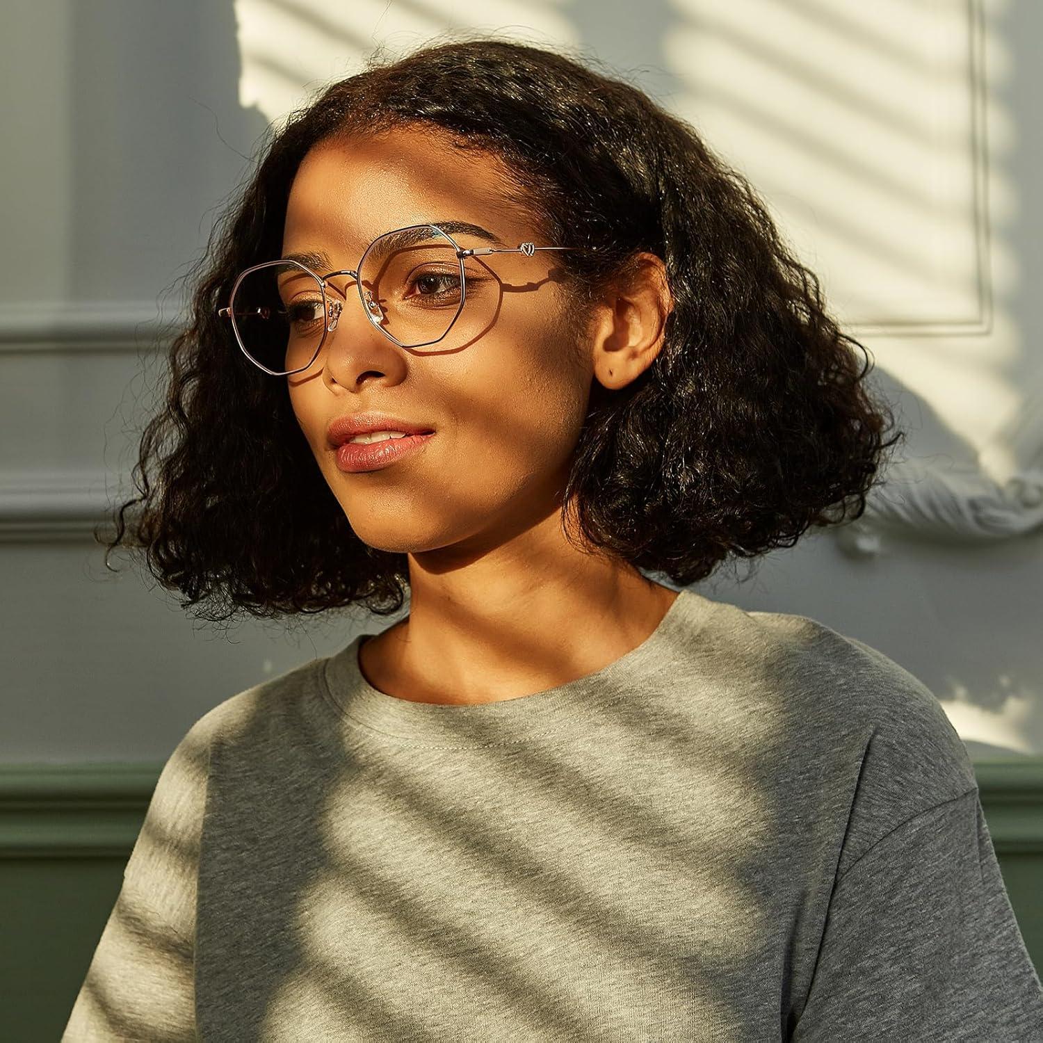 Gafas GUDVUE Luz Azul Polígonos Oro Rosa Antirreflejo