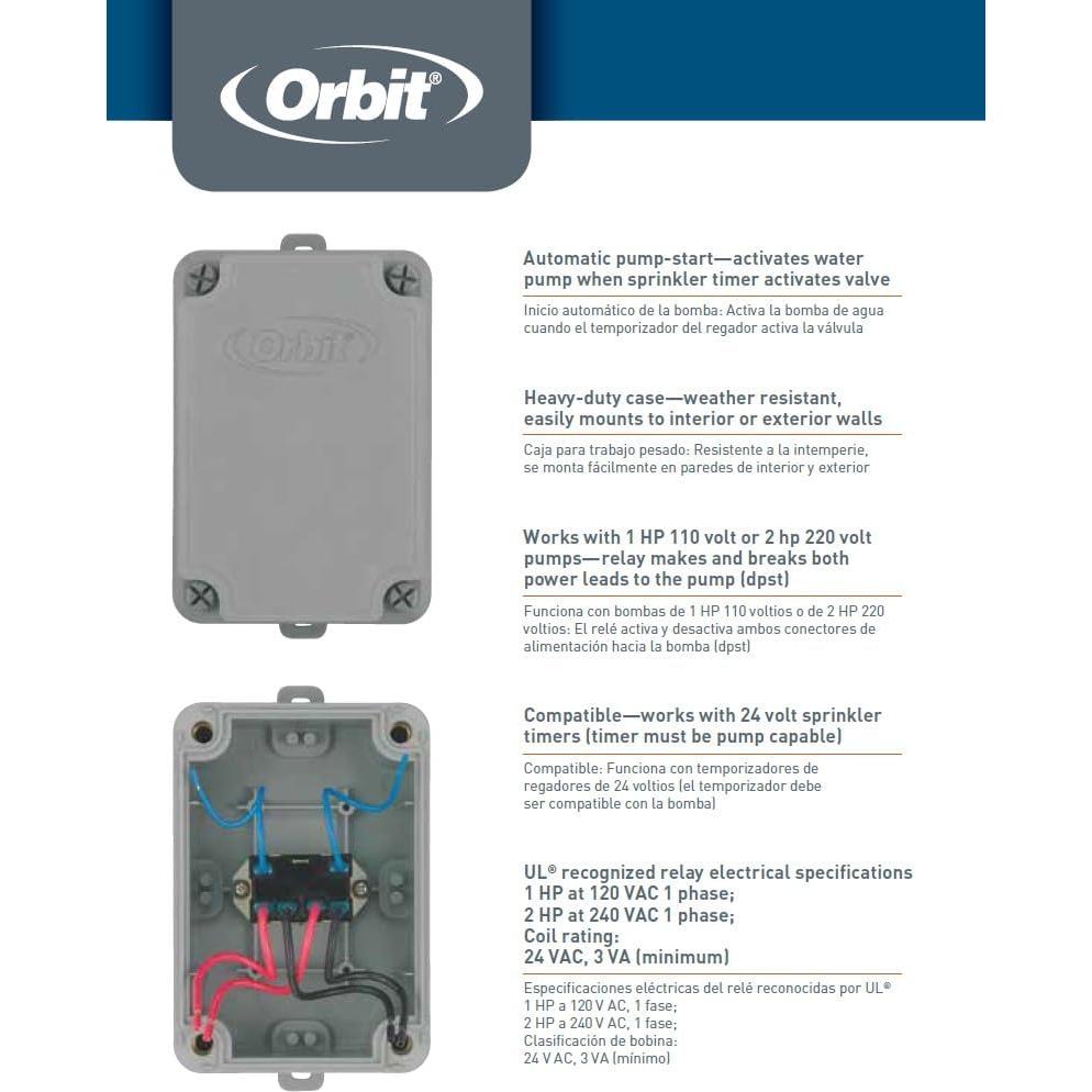 Relé de Inicio de Bomba Orbit 57009 para Irrigación 2 HP