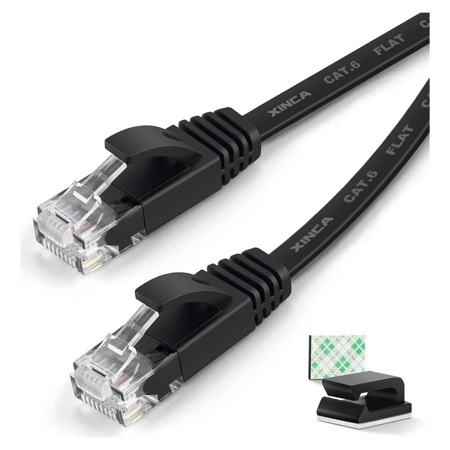 Cable Ethernet Cat6 XINCA 4.57 m Negro Plano RJ45 1 Gbps