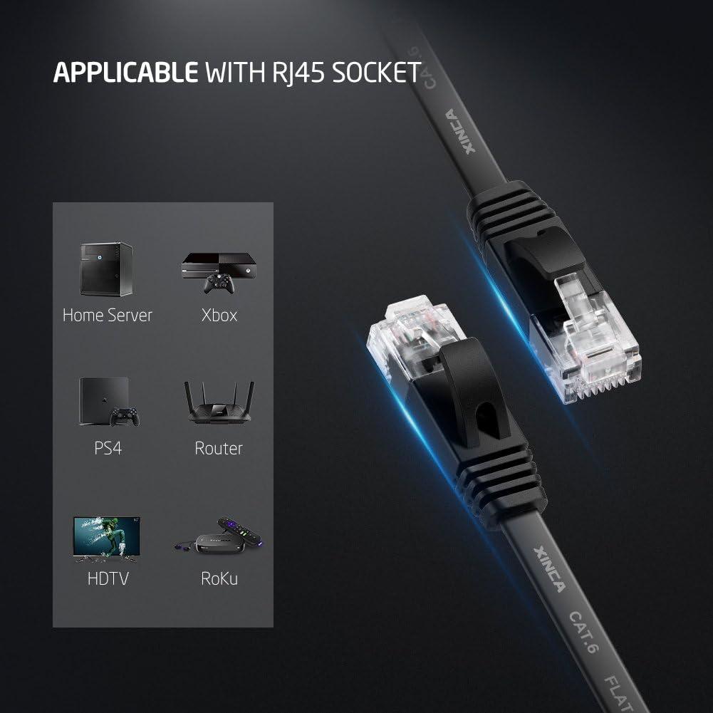 Cable Ethernet Cat6 XINCA 4.57 m Negro Plano RJ45 1 Gbps