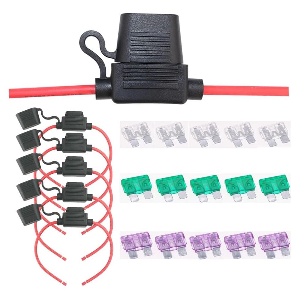 5 Soportes de Fusible 10 AWG Garfour a Prueba de Agua 30 cm