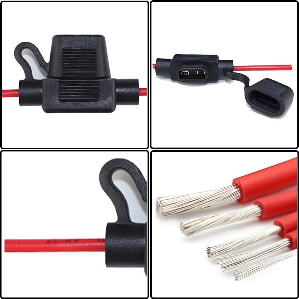 5 Soportes de Fusible 10 AWG Garfour a Prueba de Agua 30 cm