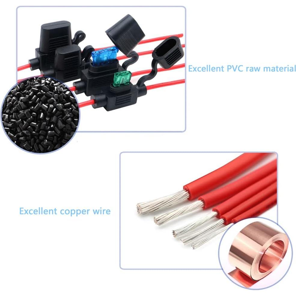 5 Soportes de Fusible 10 AWG Garfour a Prueba de Agua 30 cm