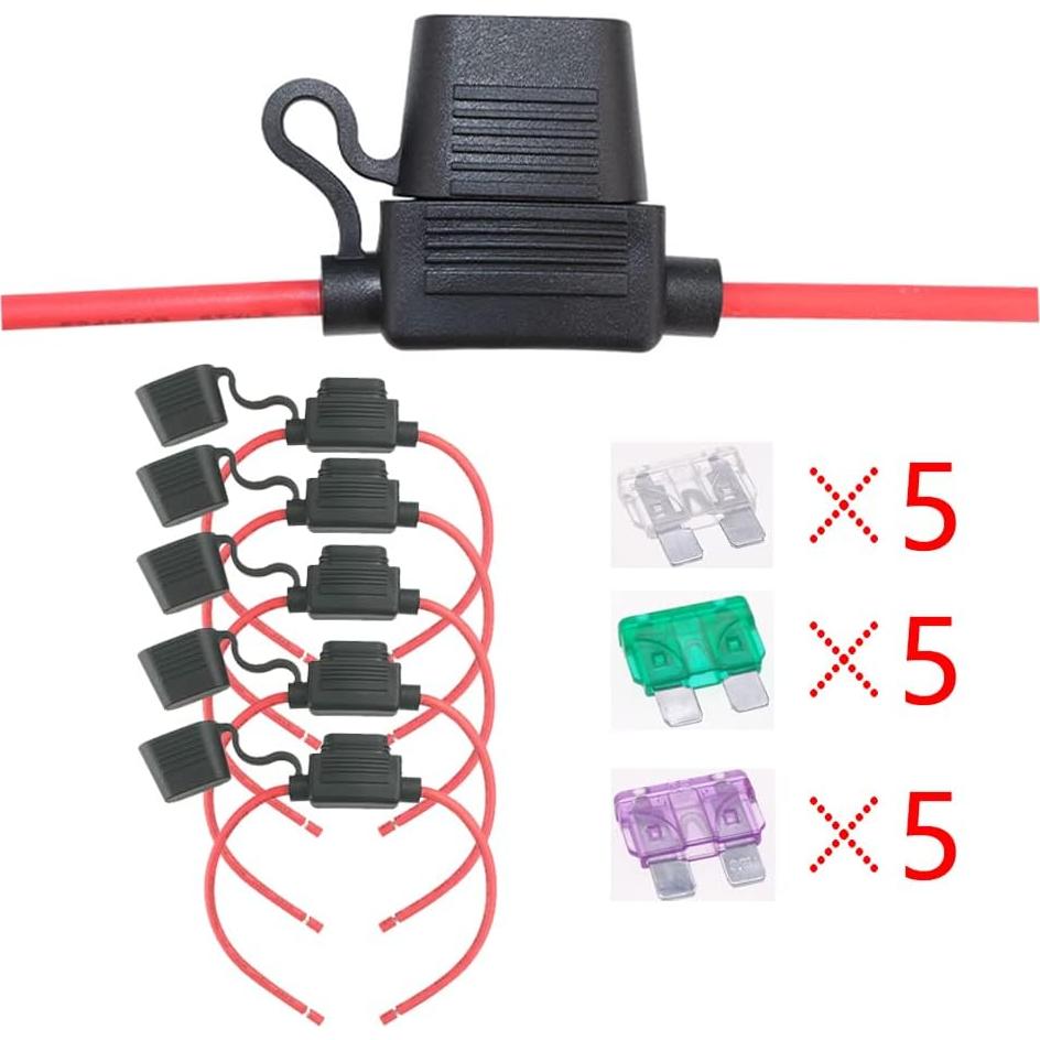 5 Soportes de Fusible 10 AWG Garfour a Prueba de Agua 30 cm