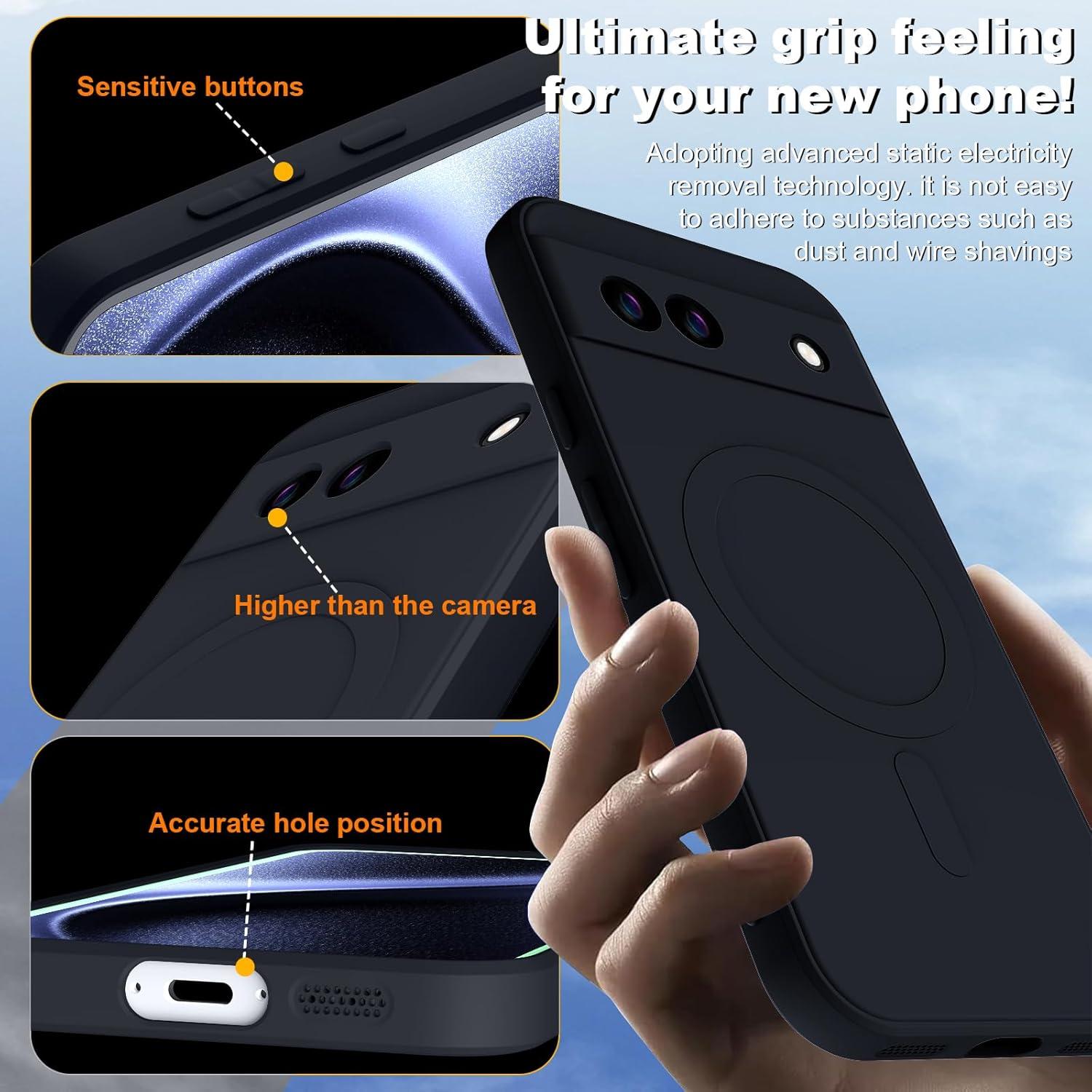 Funda Magnética TPU para Google Pixel 8A - Carga Inalámbrica, Negra