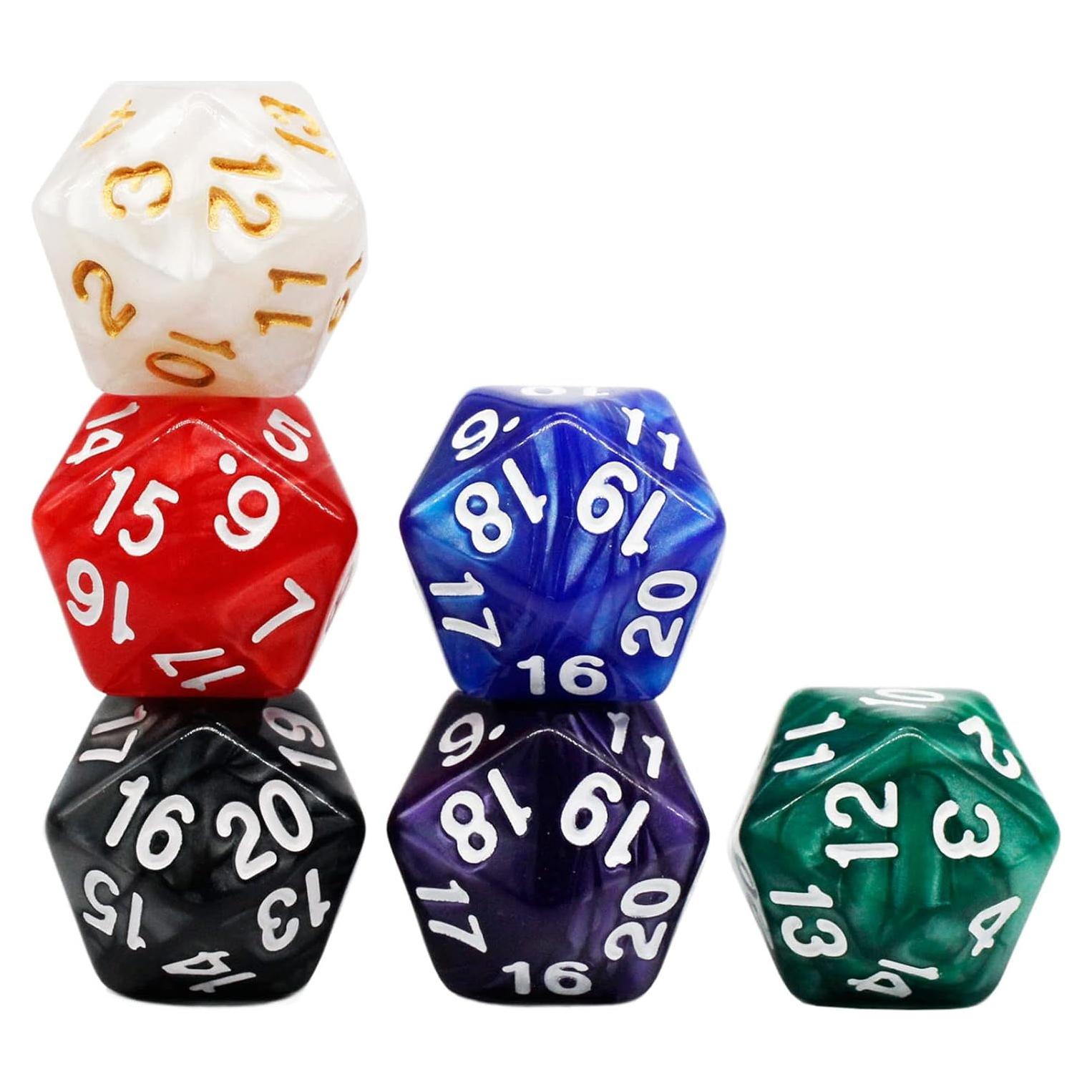 Set de Dados D20 Handan 6 Piezas 22mm Acrílico para RPG