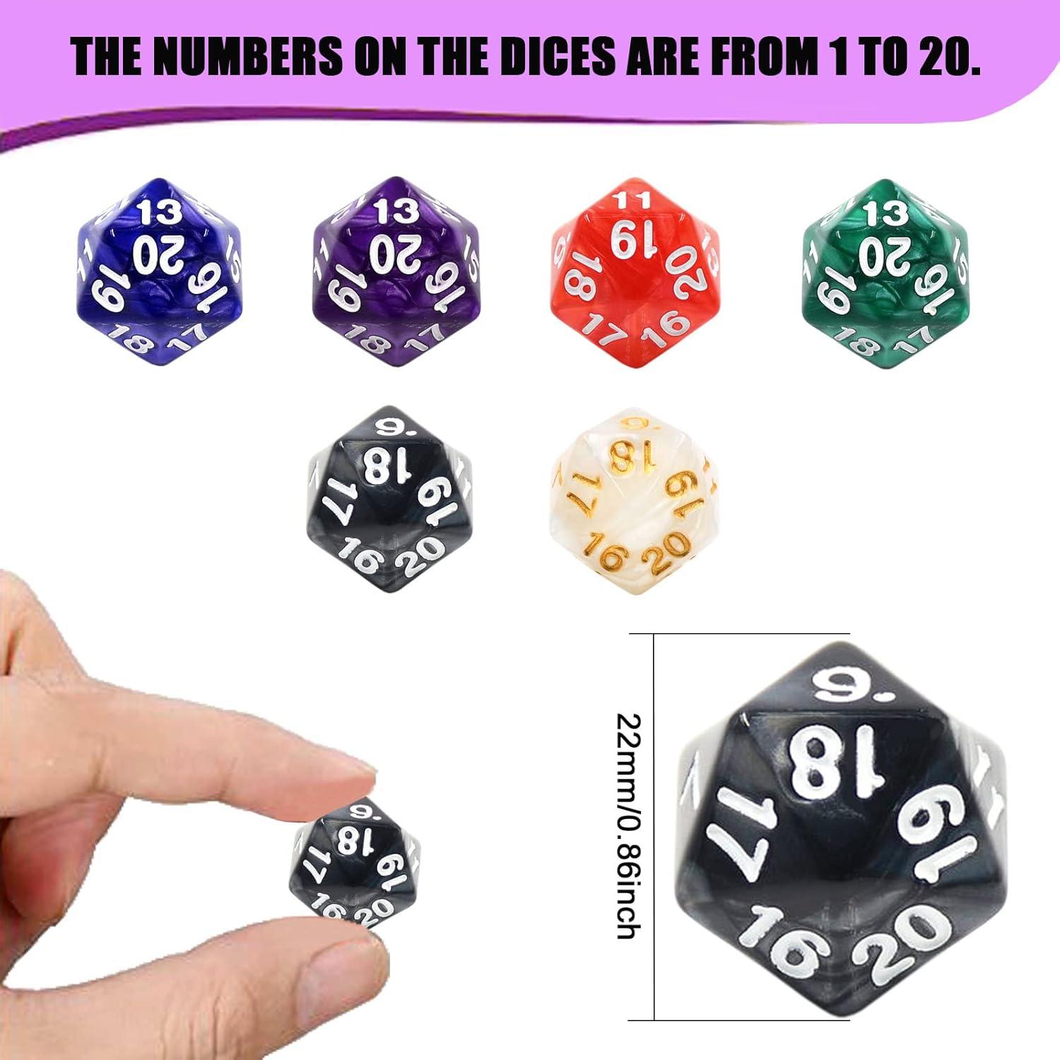 Set de Dados D20 Handan 6 Piezas 22mm Acrílico para RPG