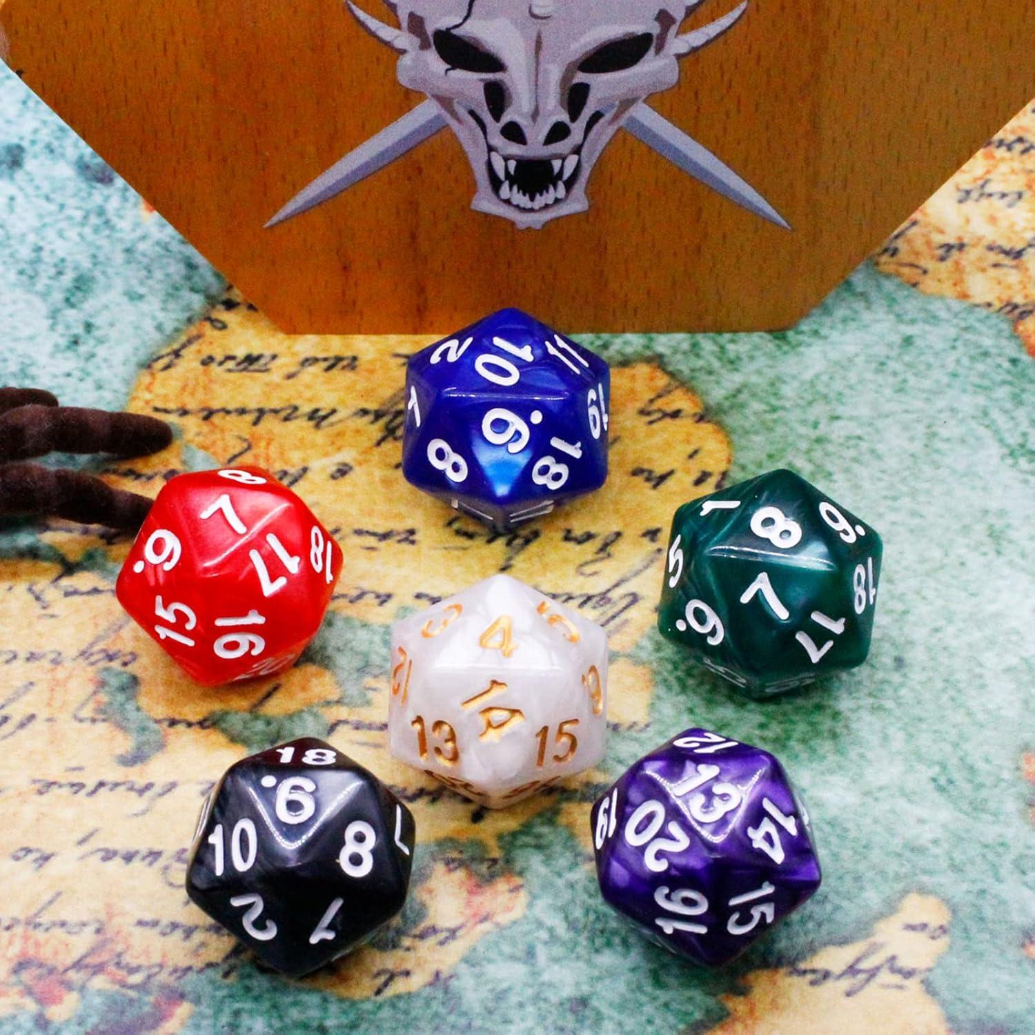 Set de Dados D20 Handan 6 Piezas 22mm Acrílico para RPG