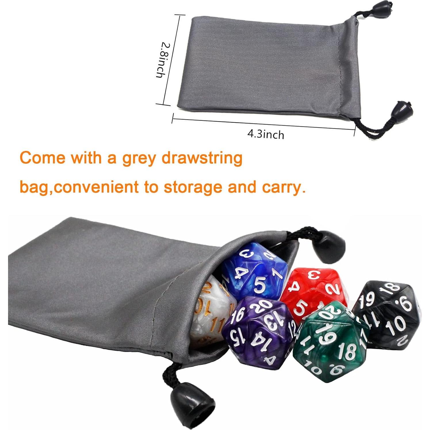 Set de Dados D20 Handan 6 Piezas 22mm Acrílico para RPG