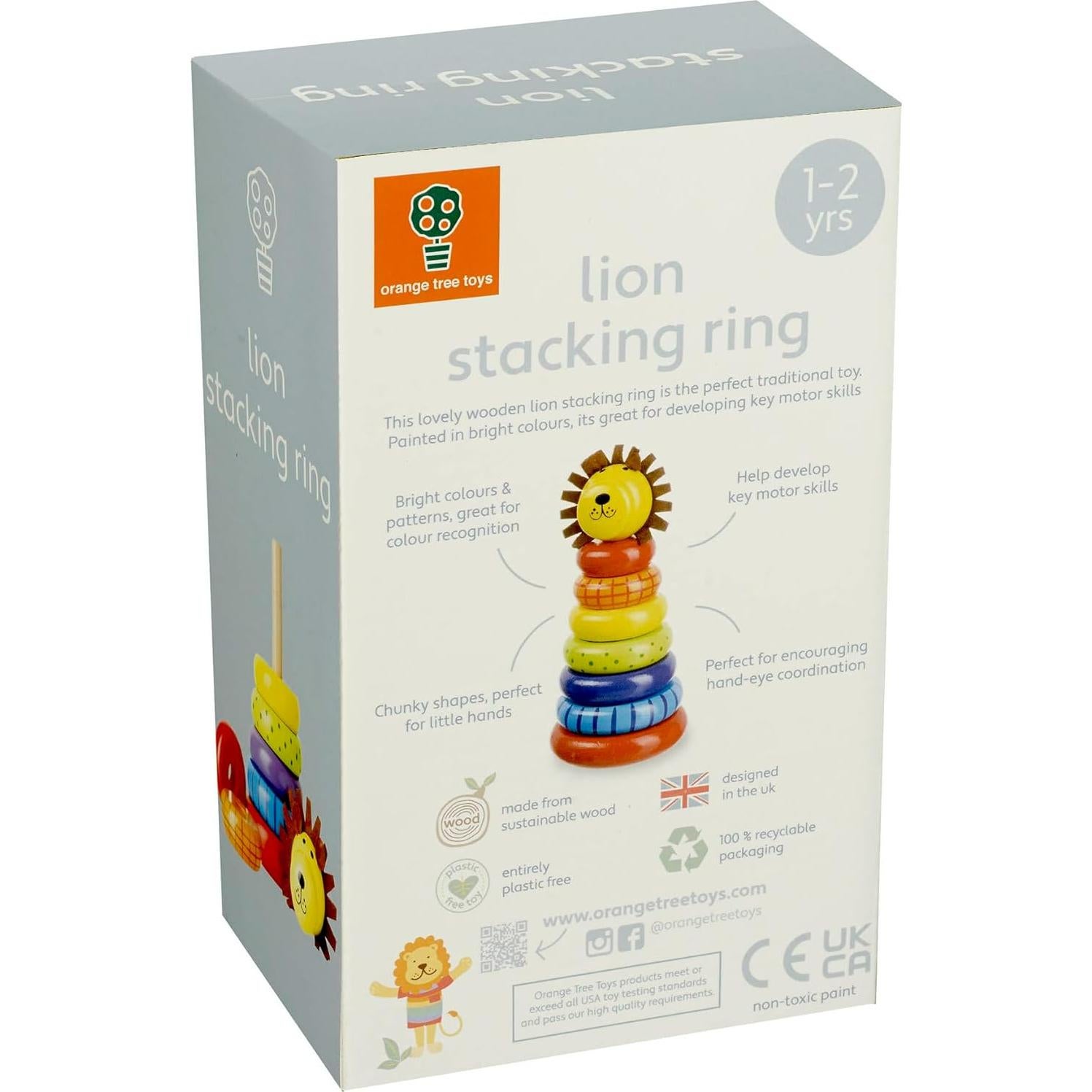 Anillo Apilable de Madera León - Juguete Educativo 12m+