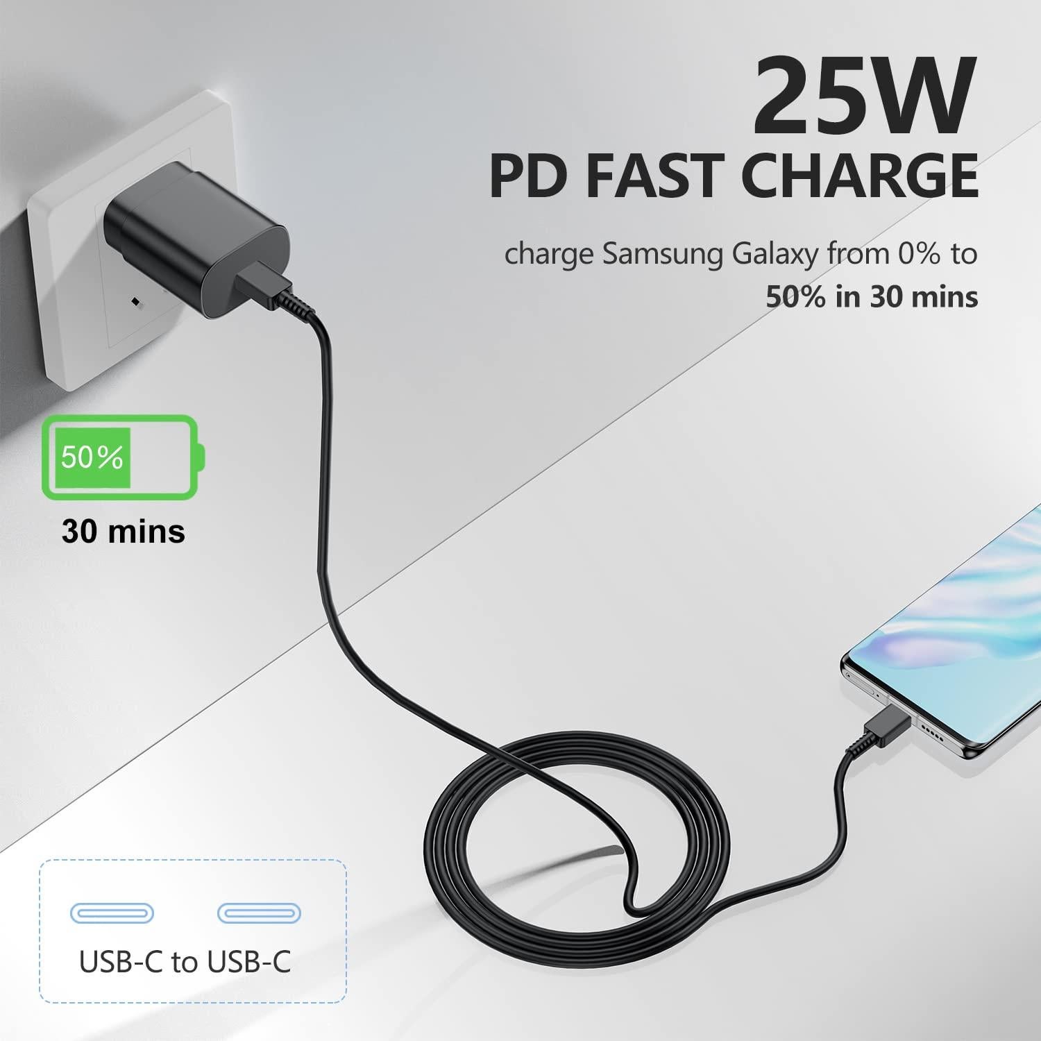 Paquete de 2 Cargadores Rápidos USB-C 25W TUMABER con Cable 2m