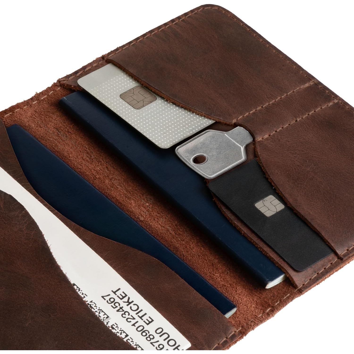 Funda Doble para Pasaporte Hide & Drink Cuero Marrón Bourbon