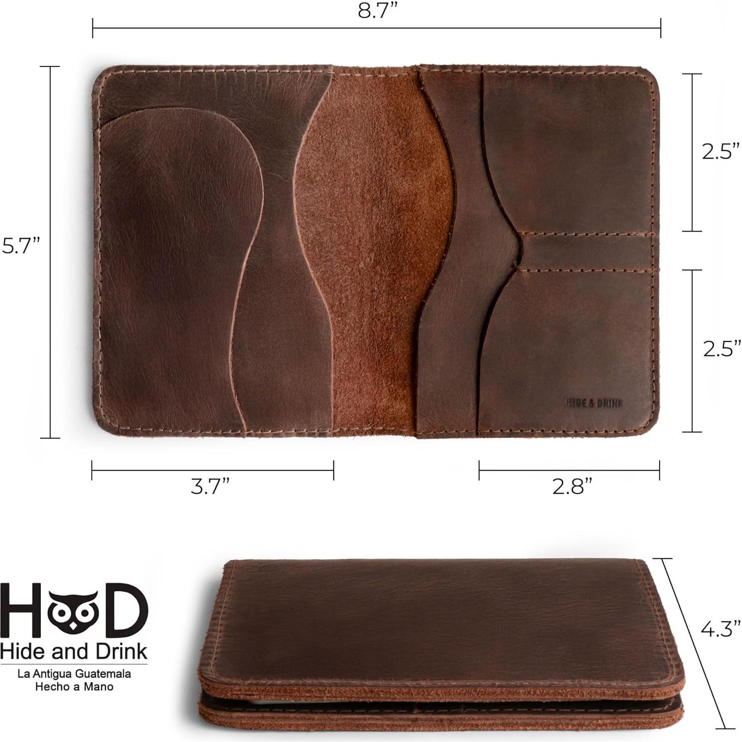Funda Doble para Pasaporte Hide & Drink Cuero Marrón Bourbon
