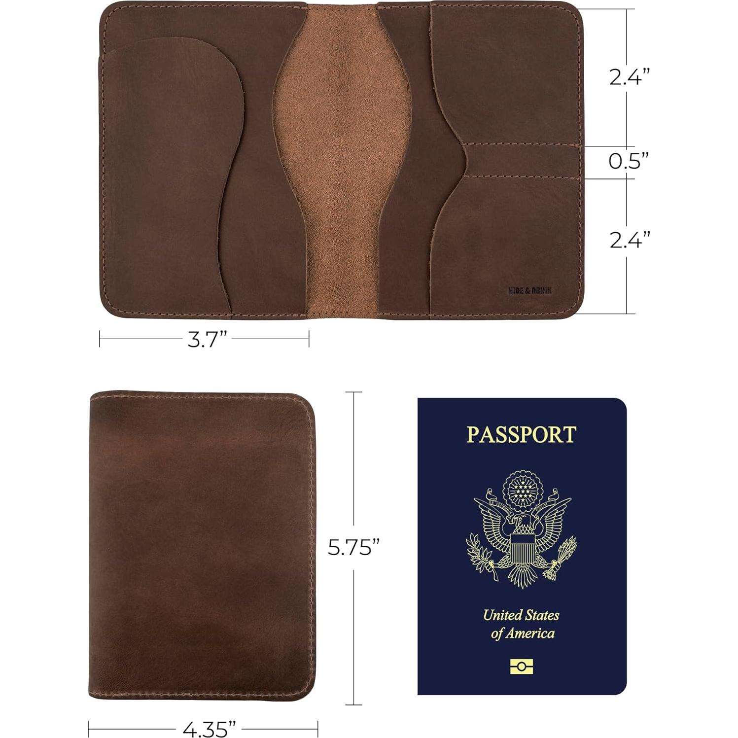 Funda Doble para Pasaporte Hide & Drink Cuero Marrón Bourbon