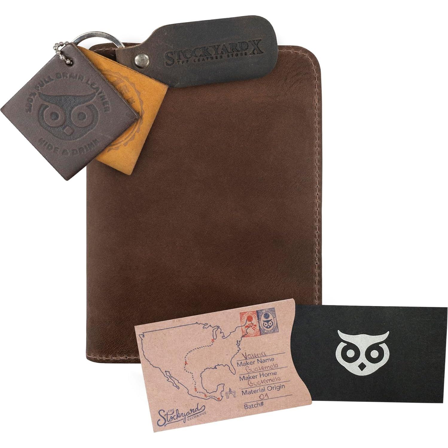 Funda Doble para Pasaporte Hide & Drink Cuero Marrón Bourbon