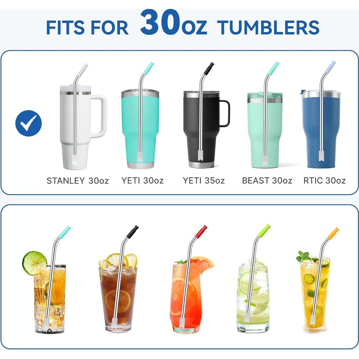 Popotes de Acero Inoxidable Prurex 30oz con Punta de Silicona