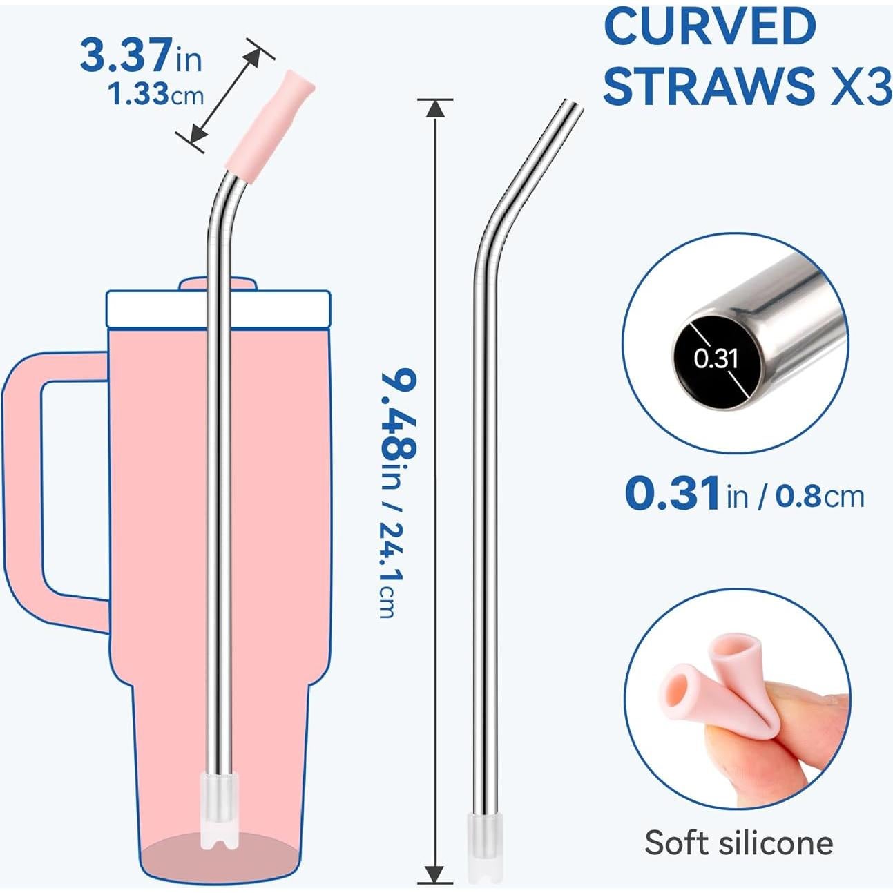 Popotes de Acero Inoxidable Prurex 30oz con Punta de Silicona