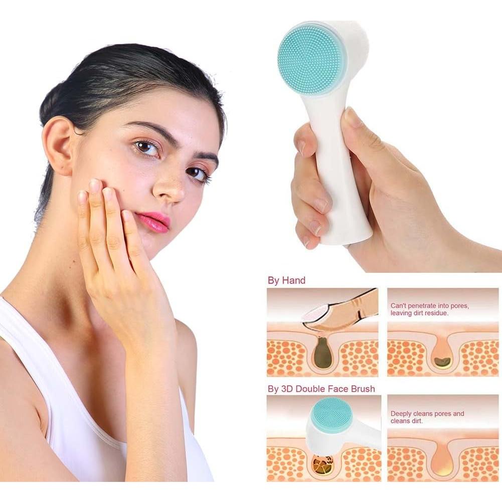 Cepillo Facial de Silicona Sonew Doble Lado Exfoliante Azul