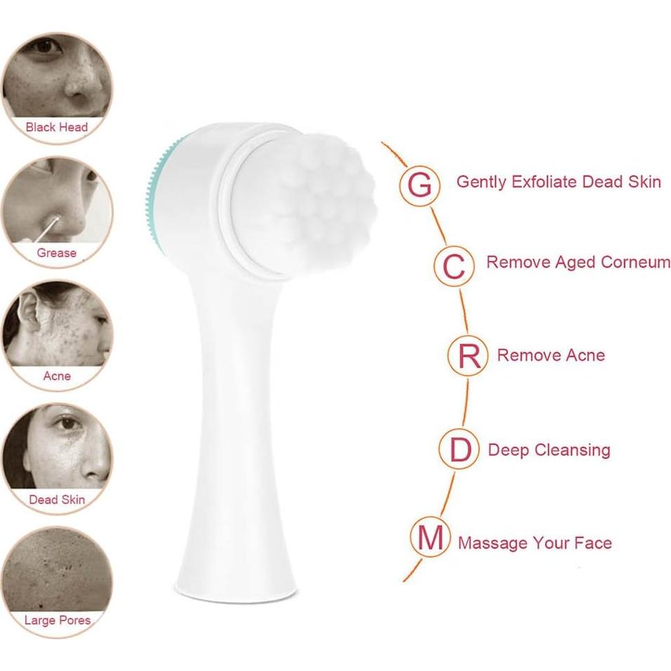 Cepillo Facial de Silicona Sonew Doble Lado Exfoliante Azul