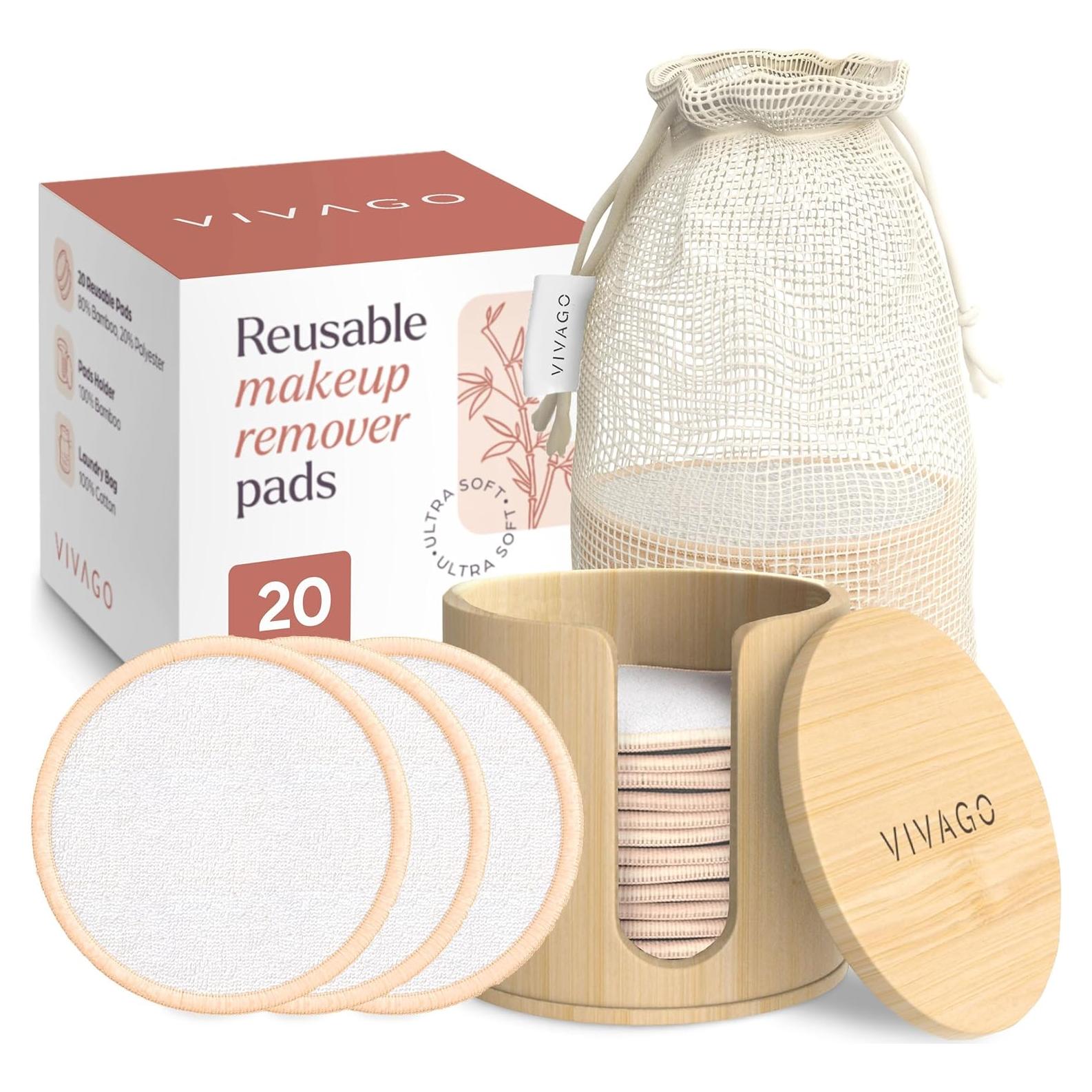 Rondas de Algodón Reutilizables VIVAGO - 20 Piezas 8 cm