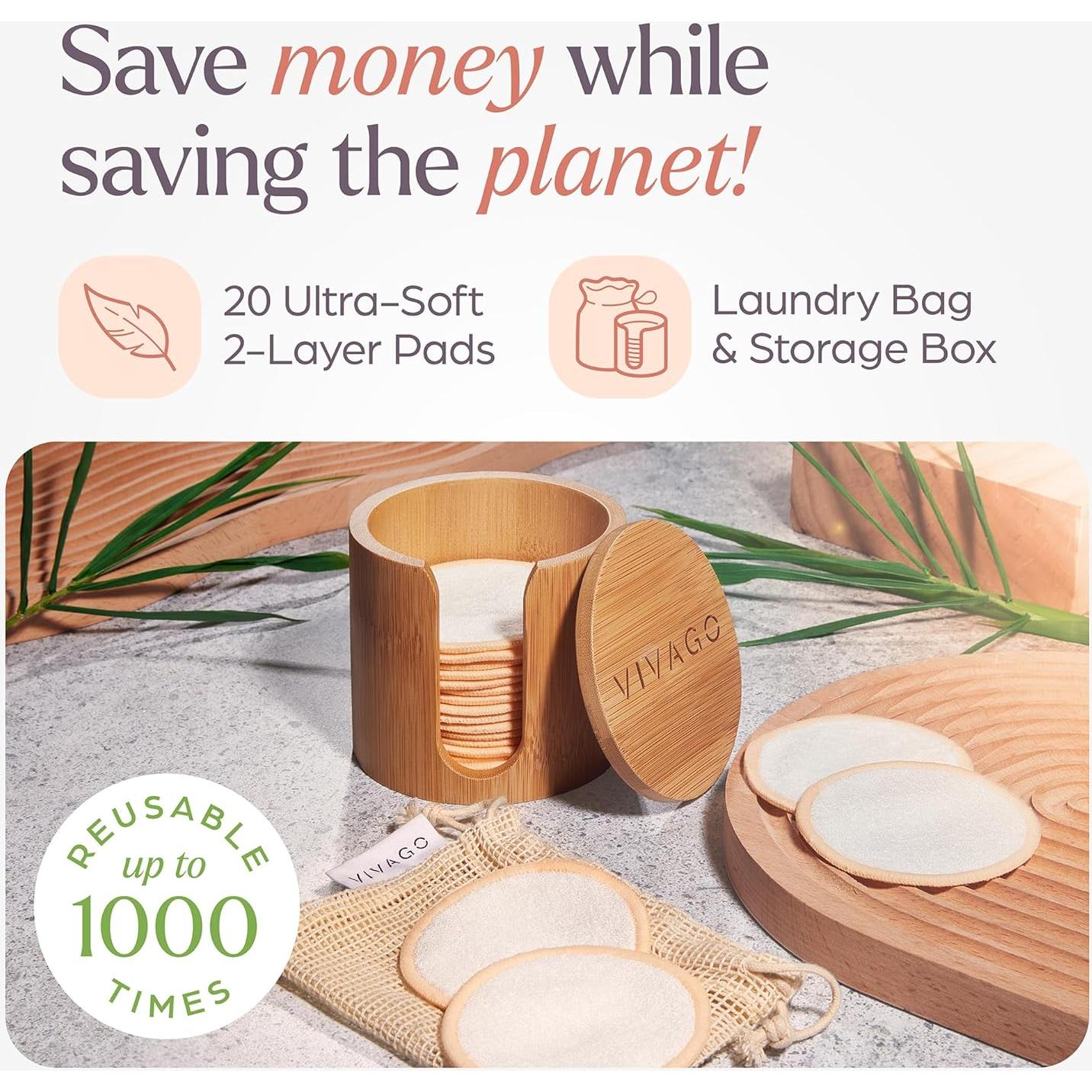 Rondas de Algodón Reutilizables VIVAGO - 20 Piezas 8 cm