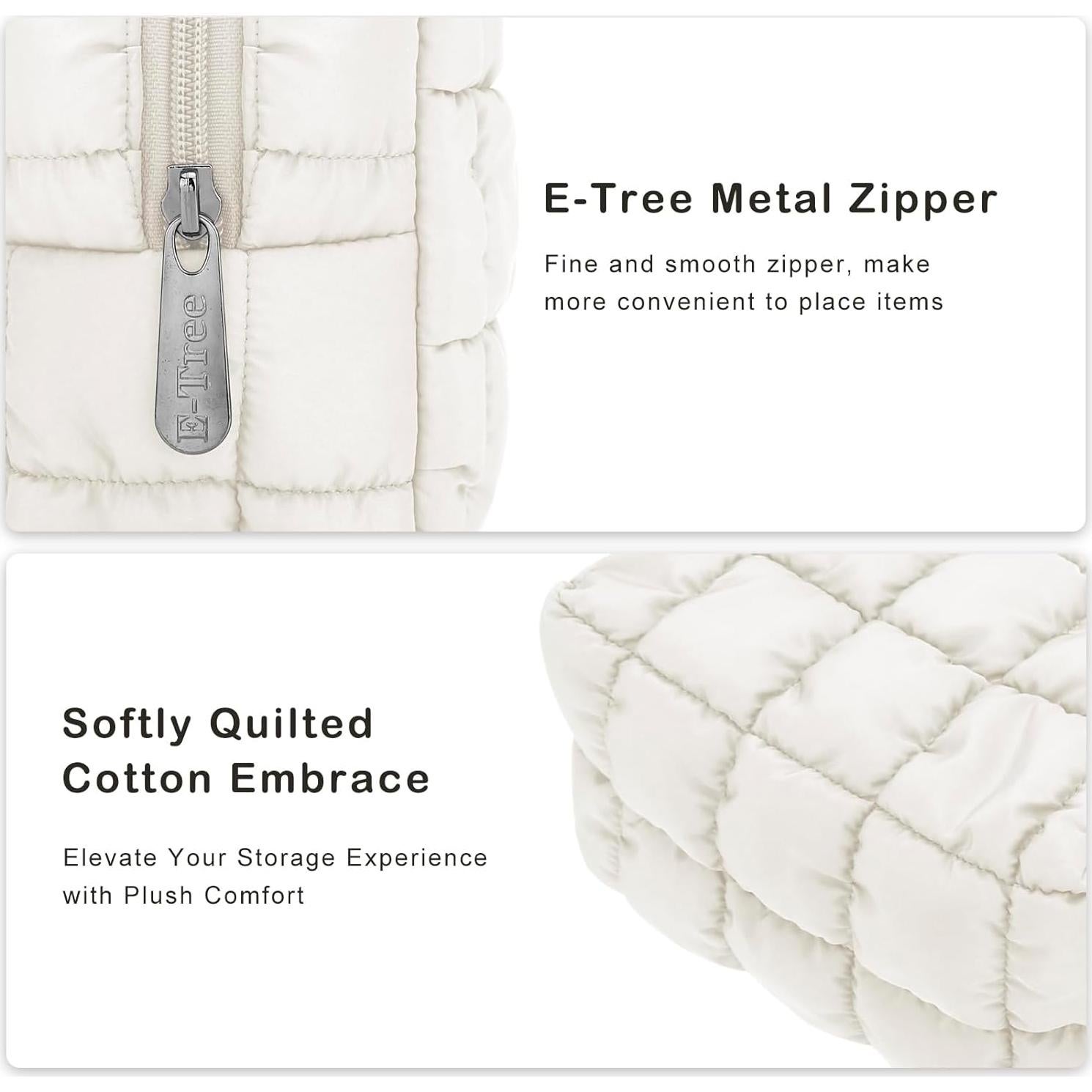 Bolsa de Maquillaje E-Tree Acolchada 19.1x14x8.9 cm Beige