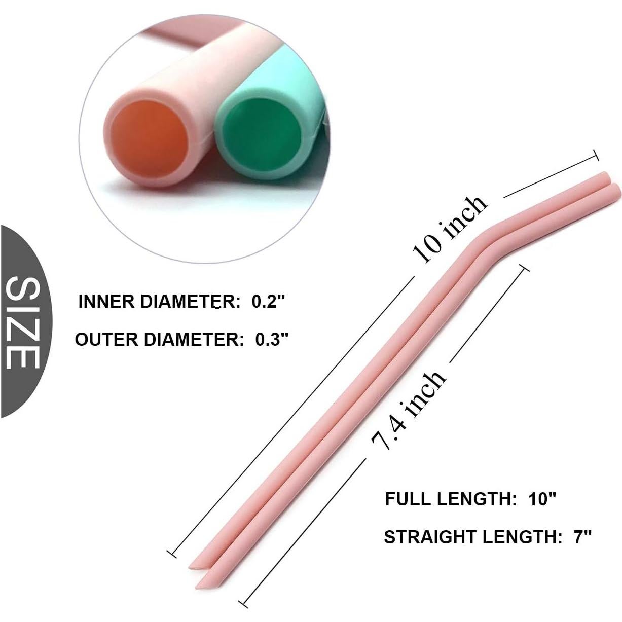 Juego de 6 Pajitas de Silicona Senneny Reutilizables 6mm