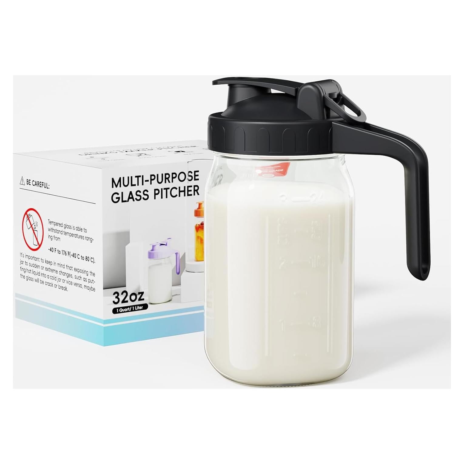 Jarra de Leche Materna Tarro Mason 0.95L con Tapa Verde