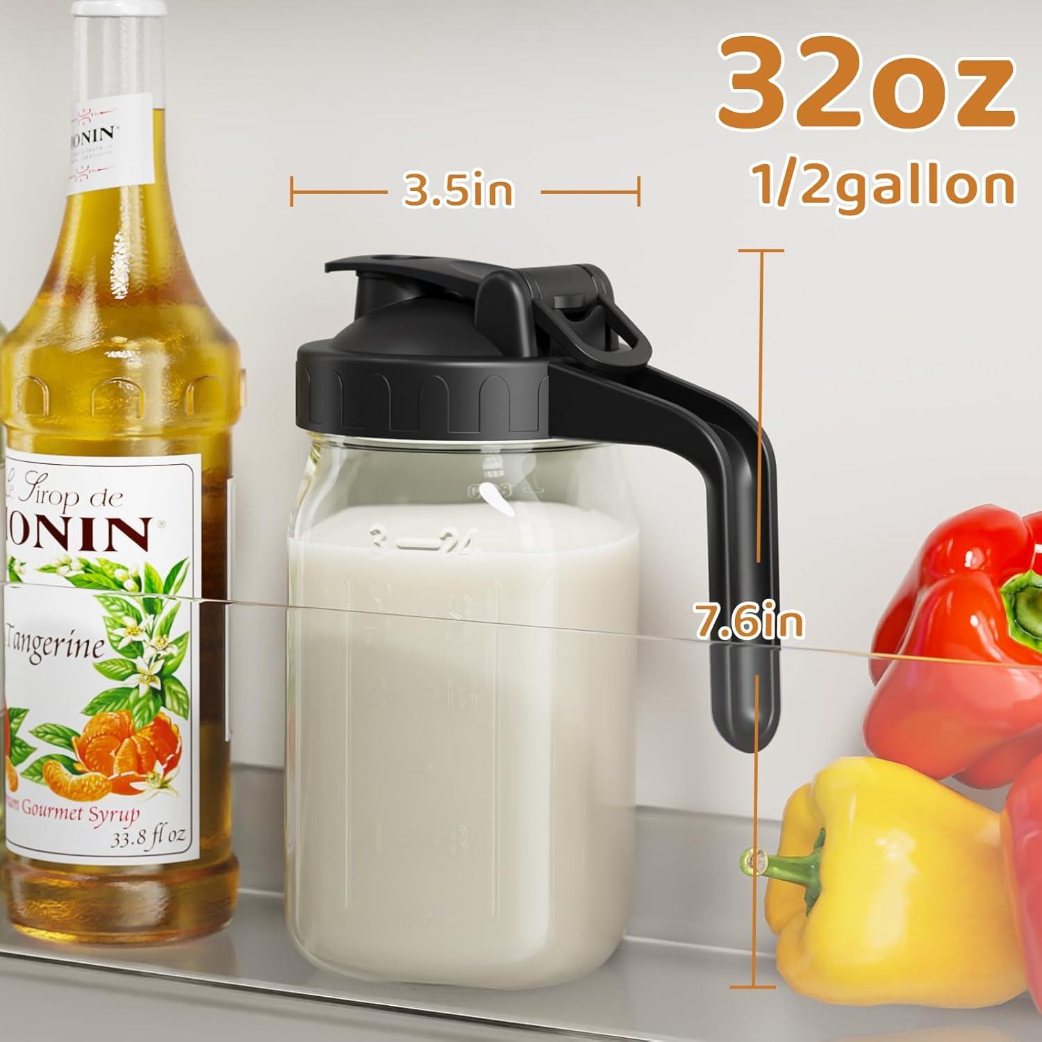 Jarra de Leche Materna Tarro Mason 0.95L con Tapa Verde