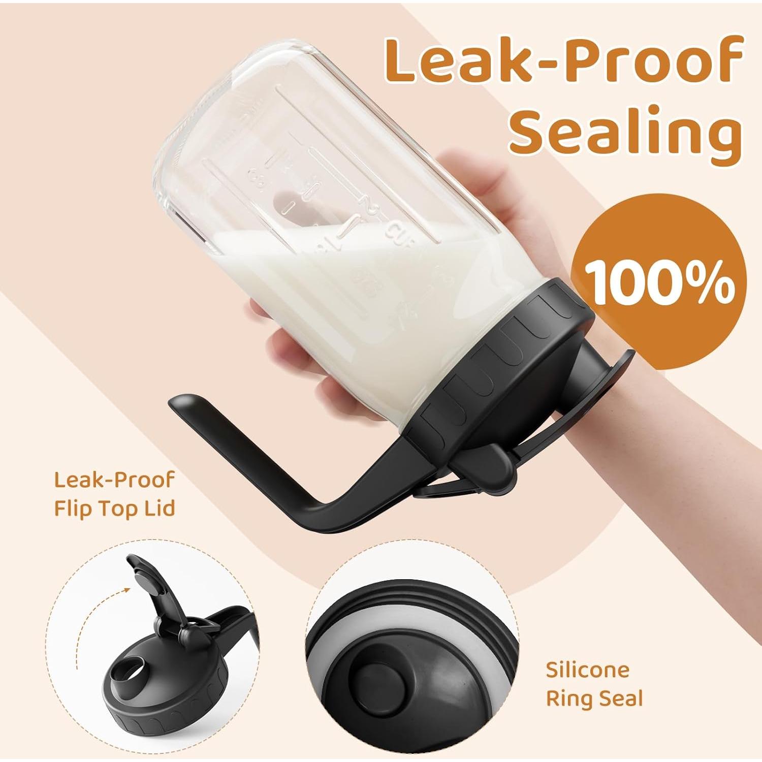 Jarra de Leche Materna Tarro Mason 0.95L con Tapa Verde