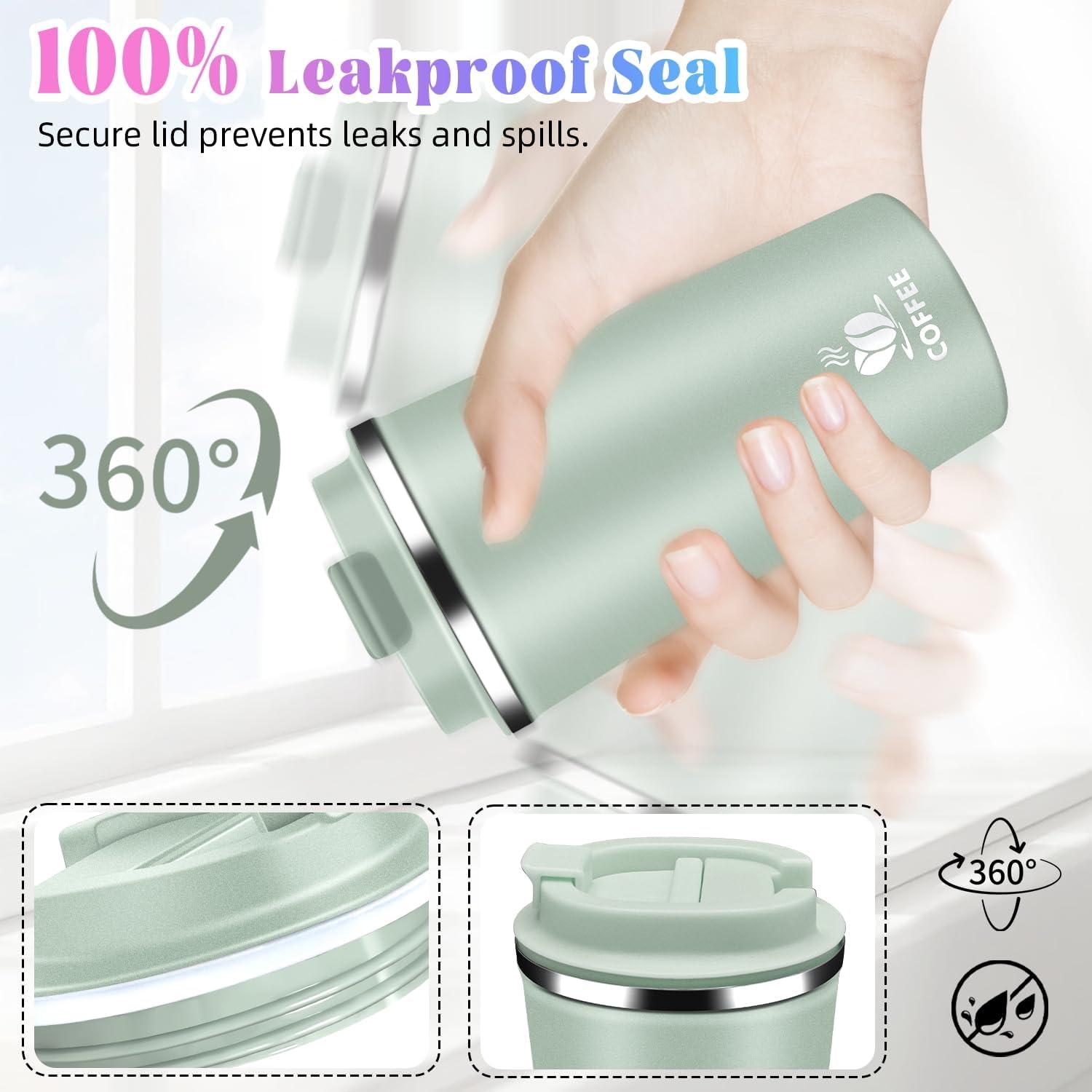 Taza de viaje aislada Hwawhin 510ml verde agave a prueba de fugas