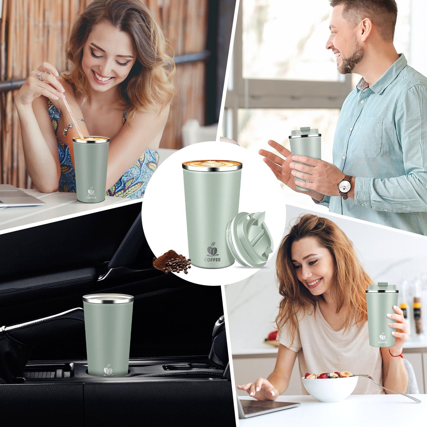 Taza de viaje aislada Hwawhin 510ml verde agave a prueba de fugas