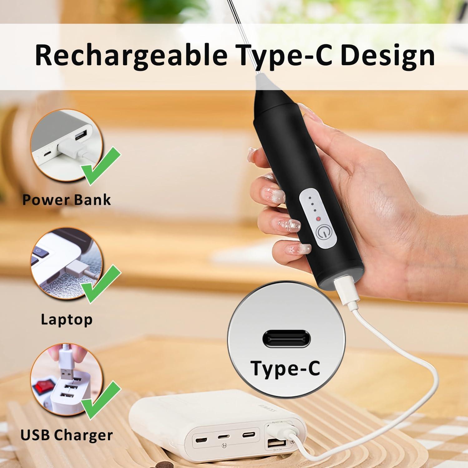 Espumador de Leche Recargable SF SUNFUNY KD-306 USB-C 3 Velocidades