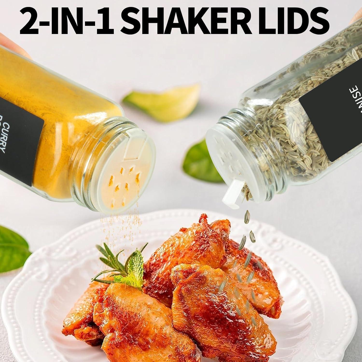 Juego de 24 Tarros de Especias de Vidrio 118ml con Etiquetas