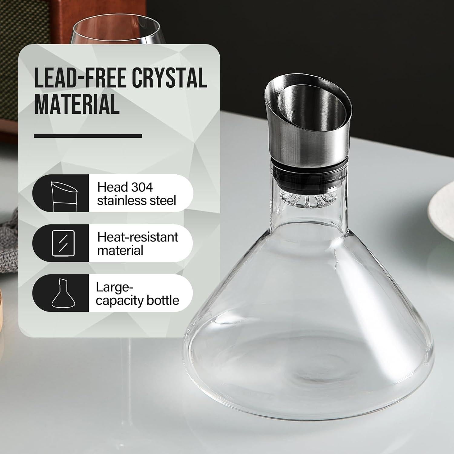 Decantador de Vino Drincarier 1500ml con Aerador y Filtro