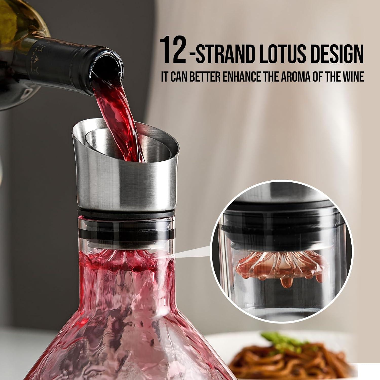 Decantador de Vino Drincarier 1500ml con Aerador y Filtro