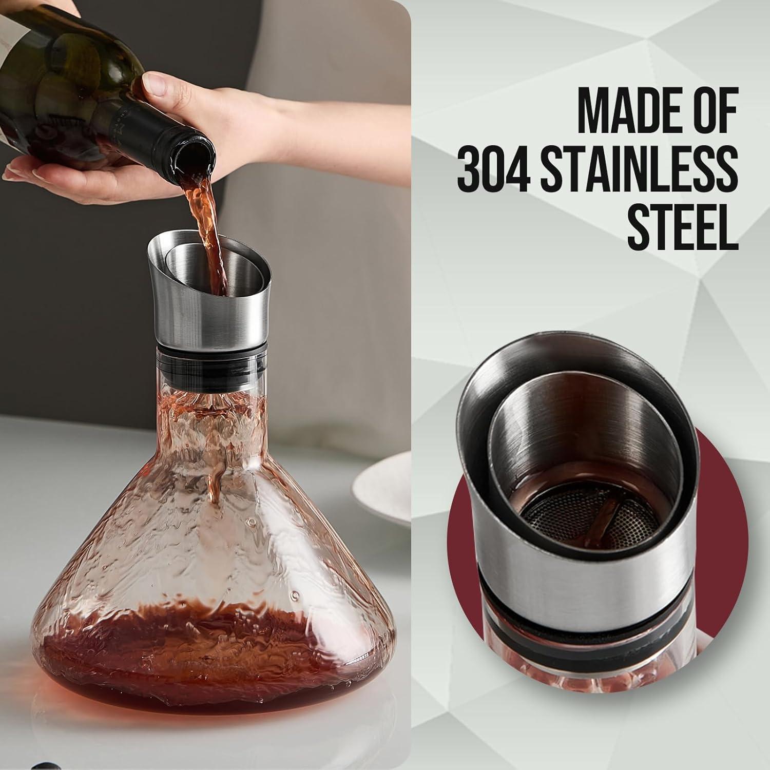 Decantador de Vino Drincarier 1500ml con Aerador y Filtro