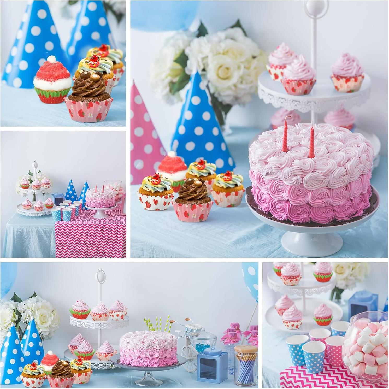 Jetec 800 Pcs Cupcake Liners Cupcake Wrappers Grease Proof Blue Muffin Liners Disposable Cupcake Papers Baking Cups for Baking Weddings Party (Strawberry, 1.38 x 0.79 inch)