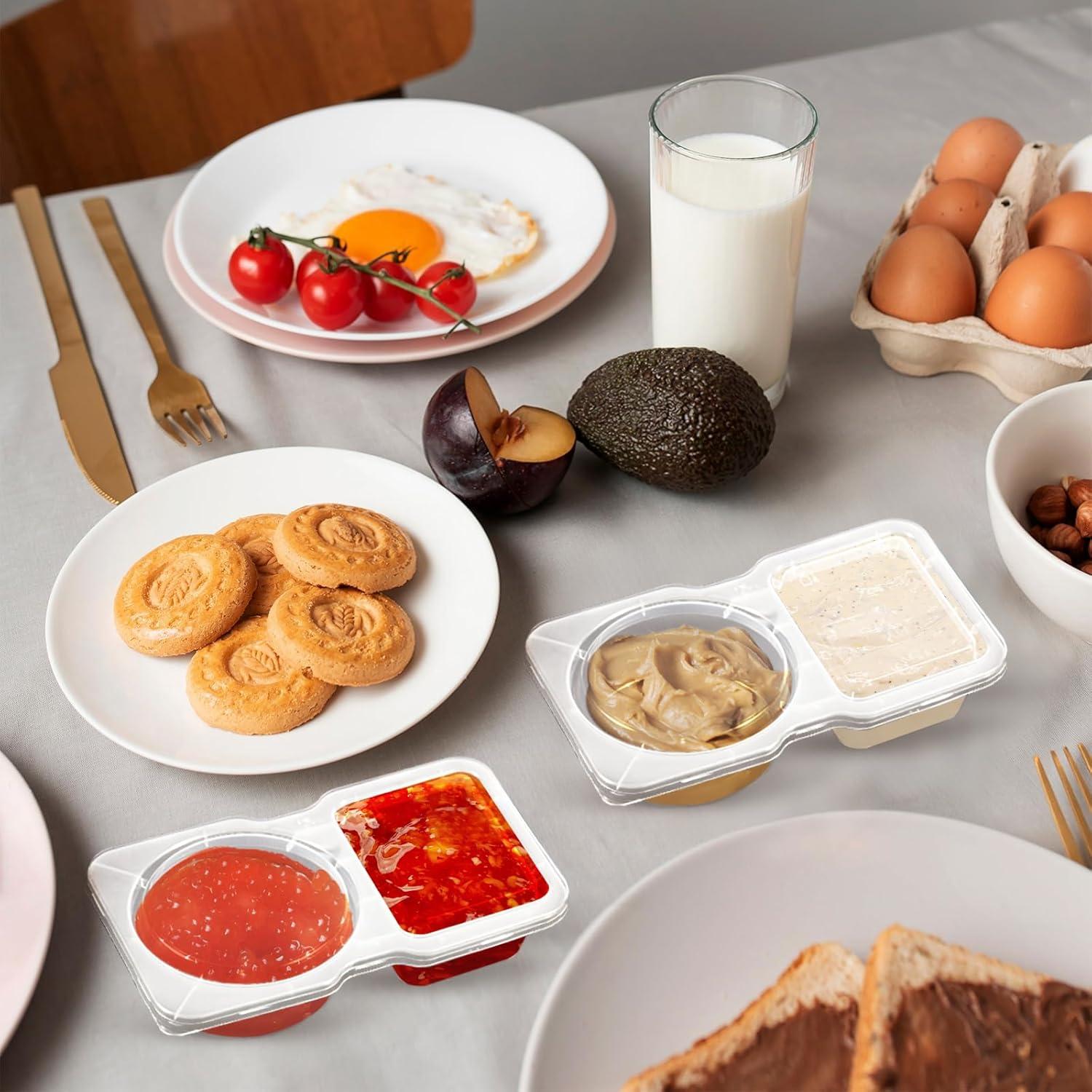 20 Contenedores de Snack Reutilizables VTM con Tapa y 2 Compartimentos