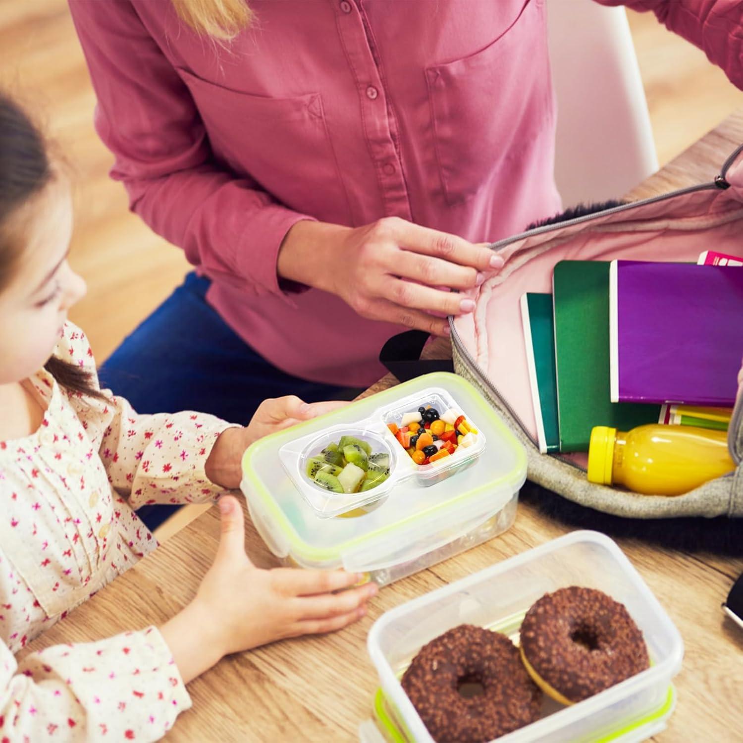 20 Contenedores de Snack Reutilizables VTM con Tapa y 2 Compartimentos