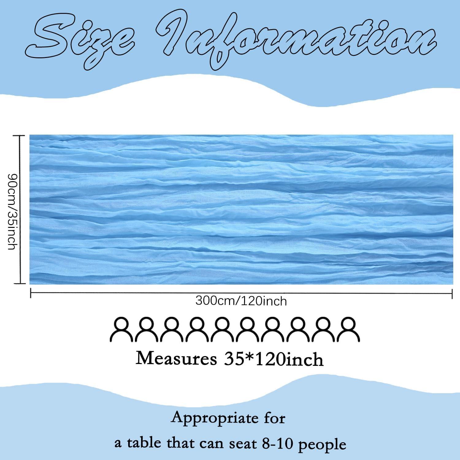 Paquete de 6 Caminos de Mesa de Gasa Azul Bebé 90x300 cm