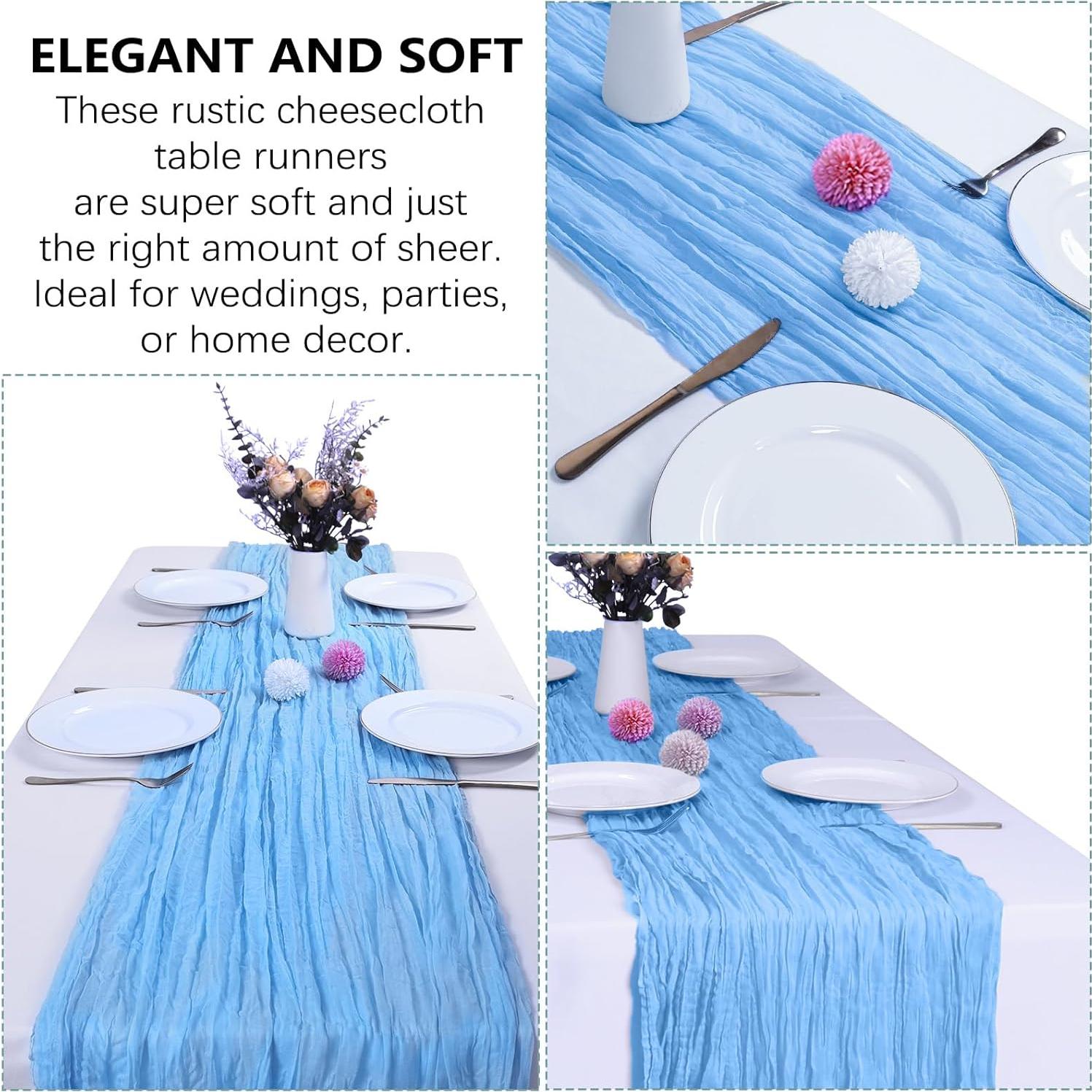 Paquete de 6 Caminos de Mesa de Gasa Azul Bebé 90x300 cm