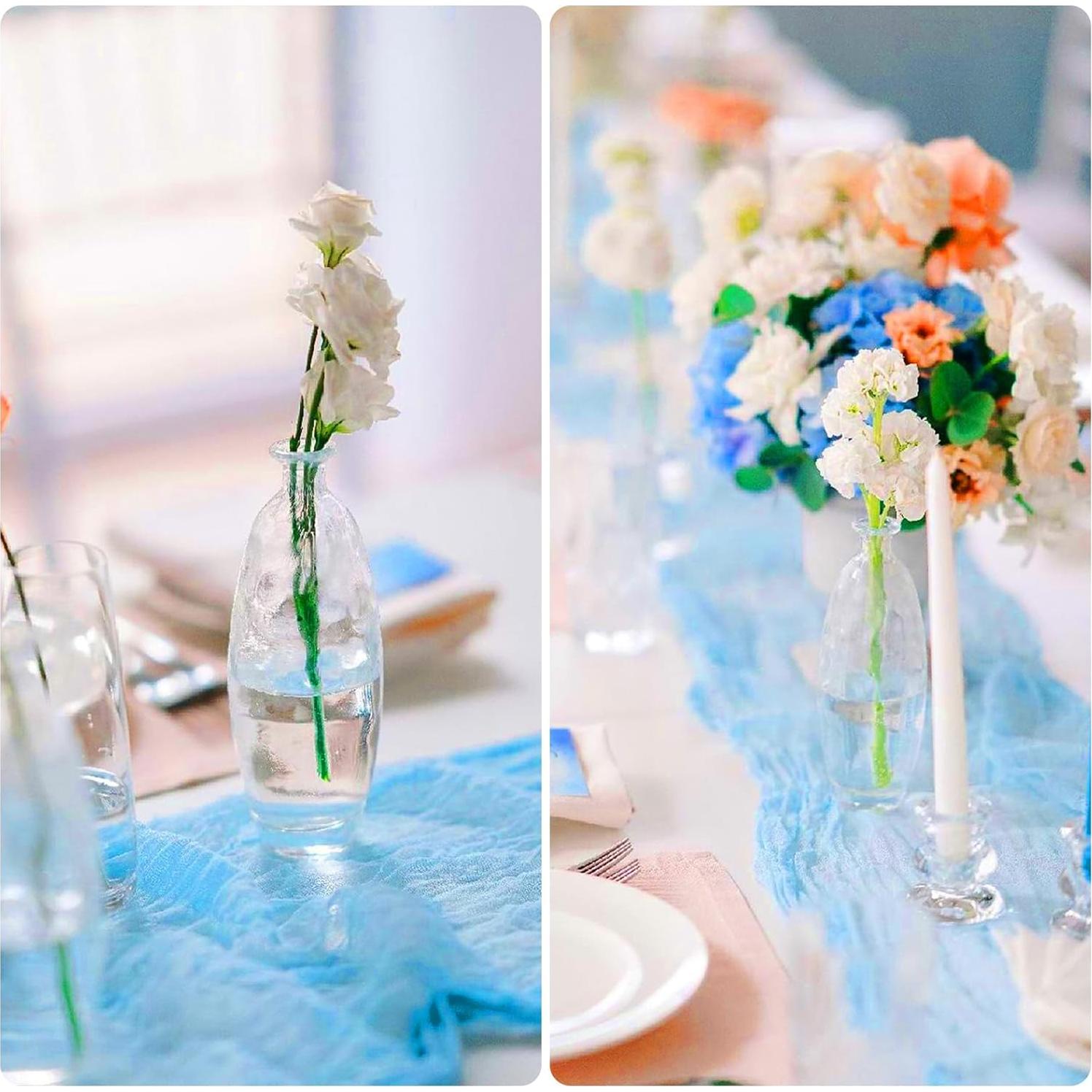 Paquete de 6 Caminos de Mesa de Gasa Azul Bebé 90x300 cm