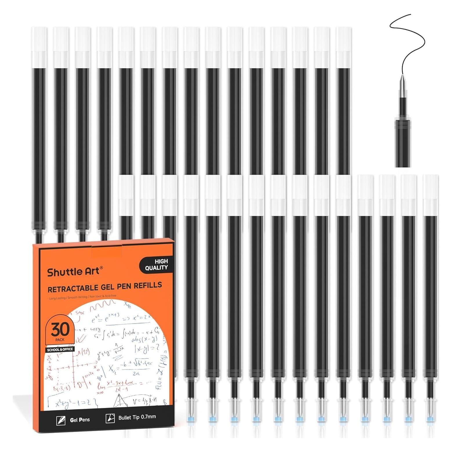 Recargas de bolígrafo de gel Shuttle Art 30 unidades 0.7mm negro